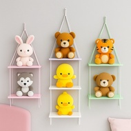 Hanging Wall Shelf with Rope, 2-Tier Shelf Minimalist and Aesthetic 3 & 4-Tier/ Rak Kayu Rak Buku Ra
