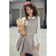 512SK10882 - ADORE beige striped hip pocket mini skirt