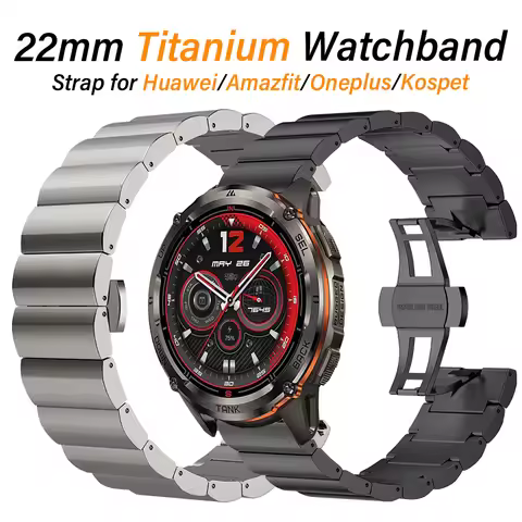 22mm Titanium Band for Kospet Tank T2 T3 Ultra 2 M3 M2 Black Titanium Strap for Huawei Watch GT3 GT4