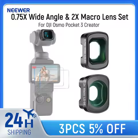 NEEWER 0.75X Wide Angle & 2X Macro Lens Set For DJI Osmo Pocket 3 Creator Combo Accessories with Two