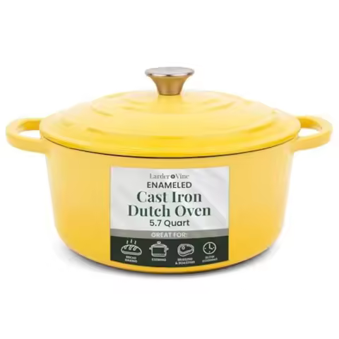 Enameled Cast Iron 5.7qt Dutch Oven Pot with Lid for Bread Baking Compatible with All Cooktops and O