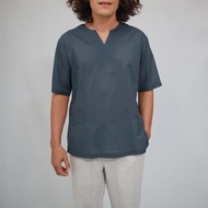 男士棉質襯衫, 套頭棉質上衣, 夏季襯衫, Henry, 灰色