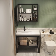 ‍🚢UY3TSTOLShantai Small Apartment Space Aluminum Floor Black Bathroom Cabinet Washbasin Wash Basin with Smart Mirror Cab