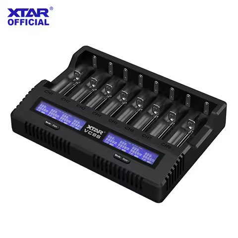 XTAR VC8S Smart Battery Charger - 8-Slot, Fast Charging, Battery Testing, Wide Compatibility with 3.