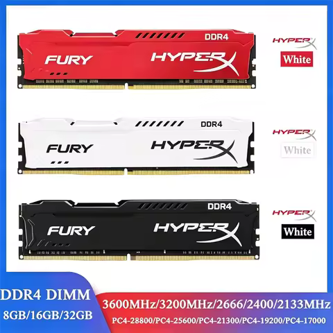 HyperX Fury 8GB DDR4 RAM 16GB 4GB 2133MHz 2400MHz 2666MHz=1.2V 3200MHz=1.35V DDR4 Memory DIMM 288Pin