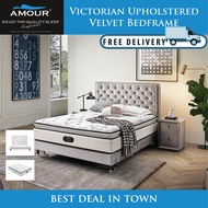 AMOUR BRAND QUEEN SIZE / KING SIZE VICTORIAN UPHOLSTERED VELVET BED FRAME/10 YEARS WARRANTY