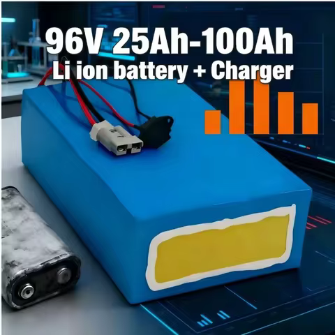96V Lithium Ion Battery 25Ah 50Ah 100Ah, 26S BMS Rechargeable Li-ion Battery Pack for 5000W Motor, R