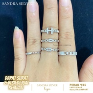 925 Silver Ring with White Gold Plated Chain - 925 Silver Ring
