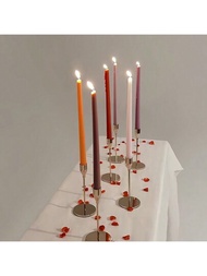 4入裝漸變色長錐形蠟燭,適用於婚禮、派對裝飾,分支狀多色無煙無味蠟燭