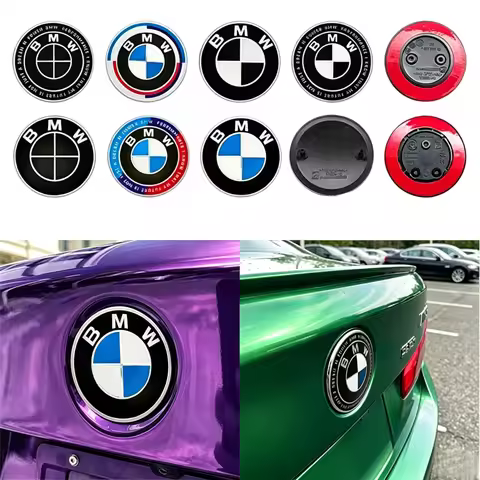 BMW 50th Anniversary Emblem Badge 74mm 82mm, Front Hood Rear Trunk Replacement Logo Fit E34 E36 E39 