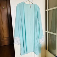 sixty eight 68 sleeping lace pj pajama silk silky green mint light party long sleeve 湖水綠外套 睡衣 絲質 睡衣派