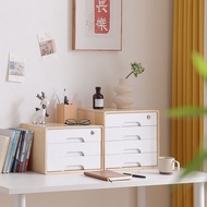 Solid Wood Desktop File Storage Box Drawer Type Multi-Layer Locker Office A4 Paper Multi-Function Lo