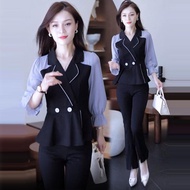 COD Suit Women 2025 Autumn New Style Age-Reducing Design Niche Western Style Top Wide-Leg Pants Slim