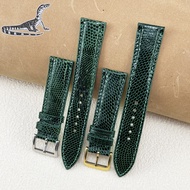 (Green) Genuine leather watch strap with luxurious and individual style, size 18mm 20mm 22mm 20mm wa