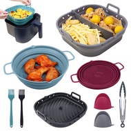 Reusable Airfryer Air Fryer Pot Accessories Mold Silicone Baking Tray Tools Oven Mat Foldable Silicone Liners Pan for Air fryer