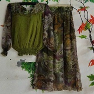 Sequin chiffon long skirt set