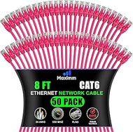 Maximm Cat 6 Ethernet Cable 8 Ft, (50-Pack) Cat6 Cable, LAN Cable, Internet Cable, Patch Cable and N