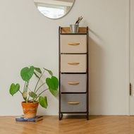 【ikloo】和風異材質四層抽屜收納櫃 (收納箱/把手抽屜櫃/麻布收)