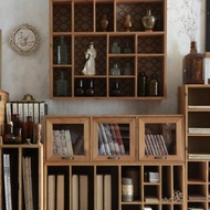 古早素白玻璃 原木三抽屜儲物櫃 防塵收納箱 組合式桌面整理