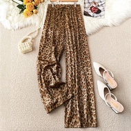 Plus Size Women Elegant Glamorous Leopard Print Metallic Shimmer Party Pants For New Year Holiday Pa