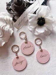 【客製化禮物】客製燙金 圓型皮鑰匙扣 /掛飾 / 錢包扣/