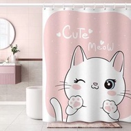 卡通 滌綸布 浴簾 防水 速乾 |Cartoon cloth shower curtain, washable, fast dry up [#浴簾#浴室#浴房#洗手間#冲凉房#家居用品#日常用品#清潔