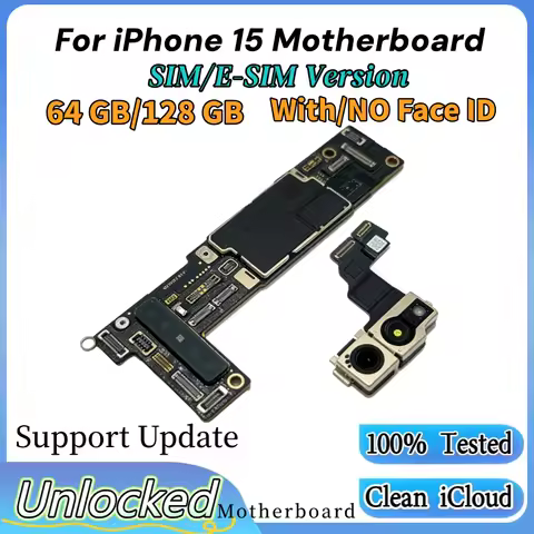 Tested Well Mainboard For iPhone 15 Motherboard Unlocked With/Without Face ID Support ios Update Cle