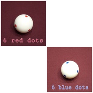 Billiard Cue Ball White Ball 2.1/4 Inch 6 Red Dots Table 9 Feet