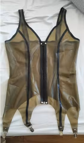 Handmade Latex Women Lingerie Garter Dress With Front Zipper Fetish Rubber Skirt Unique Party Cospla