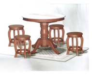 DN788 Round Marble Dining Table (3Ft) + 4 Stools Set / Dining Table