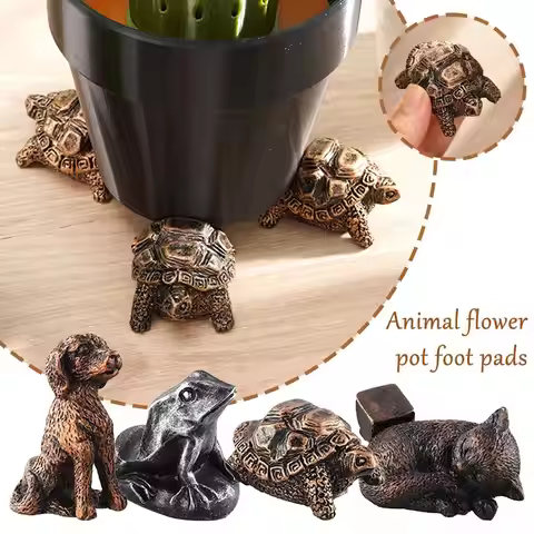 Plant Pot Feet Set of 3, Tortoise/Dog/Frog/Cat Resin Craft Pot Decorative Feet, Small 5.5cm Animal S