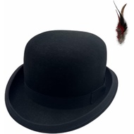 Black Bowler Hat for Men 100% Wool Derby Hat Mens Dress Hat Fedora Hats for Men Top Hat for Costumes