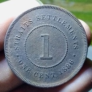Uang Koin Kuno Straits Settlements (Malaysia) 1 Cent Tahun 1884-1886