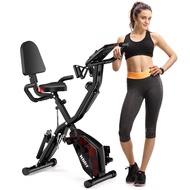 WHTOR Folding Exercise Bike，5 IN 1 Stationary Bike for Home / 16-Level Adjustable Resistance Full Bo