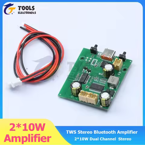 DC5V/3.7V TWS Stereo Bluetooth Amplifier Board 2*10W Dual Channel Stereo Audio Power Amplifier Board