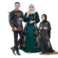tm69- gamis polos kombinasi batik songket bali toraja maroon hijau