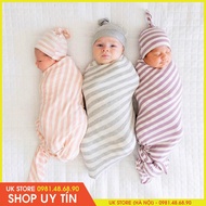 (CHỌN MÀU) Quấn Chũn Sơ Sinh Kèm Mũ - Cho Bé Giấc Ngủ Ngon 80x80cm HSA1133