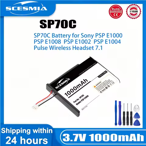 1000mAh Game Console Battery SP70C for Sony PSP E1000, E1002, E1004, E1008, Pulse Wireless Headset 7