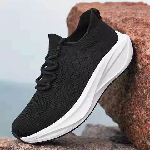 Men's Breathable Mesh Slip-On Running Shoes Heightening Casual Sports Socks Shoes Large Size 45 Tren