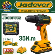 สว่านไร้สาย 20V Brushless Motor ขนาด 10mm. แรงบิด 35 N.m. ยี่ห้อ JADEVER รุ่น JDCDP552 (รับประกัน 6เ