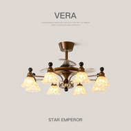 Fan Lamp Medieval Style Living Room Chandelier Invisible Integrated Fan Lamp Hall Main Lamp Restaura