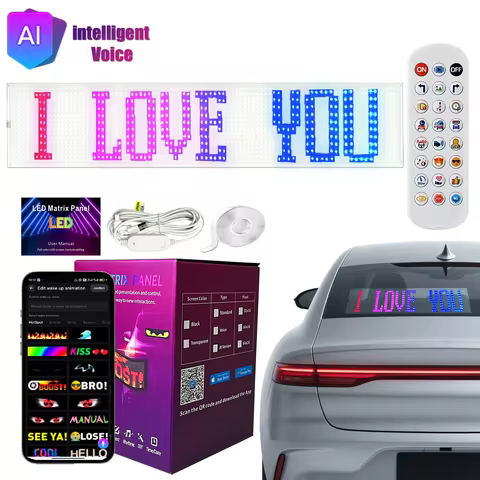 NEW Car LED Display Panel Flexible Transparent Screen with Smart AI Voice Control APP & Dynamic Evil