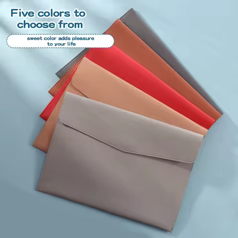 A4 Leather Magnetic Buckle File Bag Simple Thickened Large Capacity Business Envelope for Data Stora