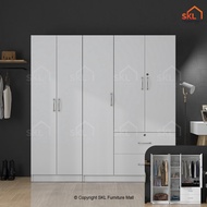 HAZLEO 5.7X6FT (3+2) DOORS WARDROBE WITH SHELF / almari baju /kabinet baju / almari baju budak /wardrobe clothes