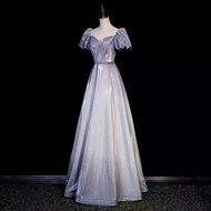 Woman Party Dress New Gradient Purple Banquet Long Maxi Gown