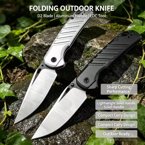 KS 7305 Durable Folding Knife with D2 Blade, Ergonomic Handle, Essential for Outdoor Camping, Compac