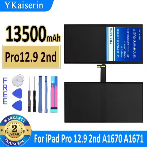 YKaiserin 13500mah Replacement Battery For IPad Pro 12.9 2nd A1670 A1671 A1821 New Batteries + Track