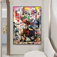 Banksy's Two Children City Oil Painting Printmaking Love Graffiti Wall Art Poster Picture Mural High