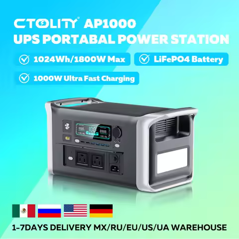 CTOLITY AP1000 1600W Portable Power Station,Lifepo4 Battery,UPS Function RV Outdoors Camping Travel 