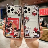 Card Holder For Vivo Y77 Y55 Y77E Y76 Y76S Y74S Y75 Y33S Y52T 5G 2022 Y55S 2023 Y10S Y51S Y33 Phone Case Can Put Photos Postcard Card Holder Couple Mickey Minne Soft TPU Back Cover